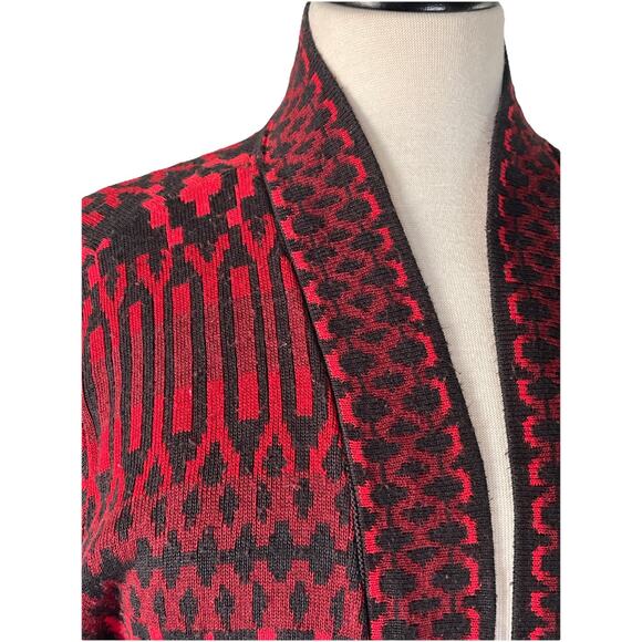 Ruby Rd Women's Open Long Cardigan Sweater Red XL Long Sleeve - Picture 2 of 5